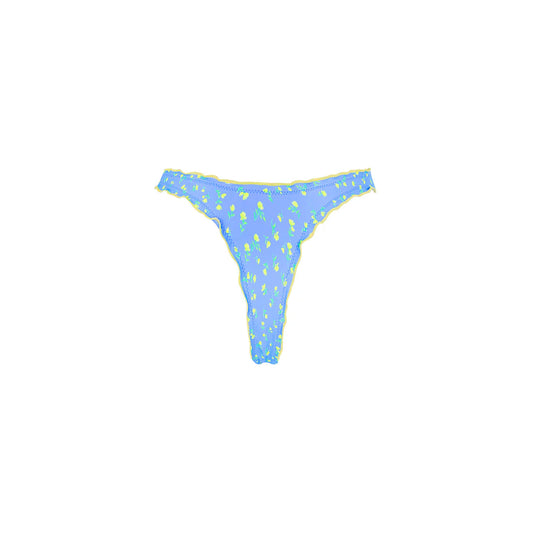 Kula Kinis Lettuce Edge Thong Bikini Bottom - Lemon Bloom