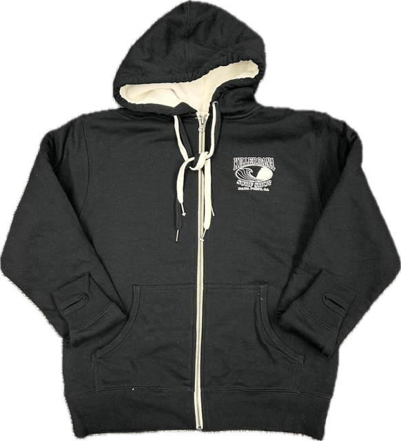 Wave Logo Sherpa Zip Hood Black