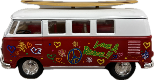 Pull Back '62 VW Peace & Love Surf Van - Assorted