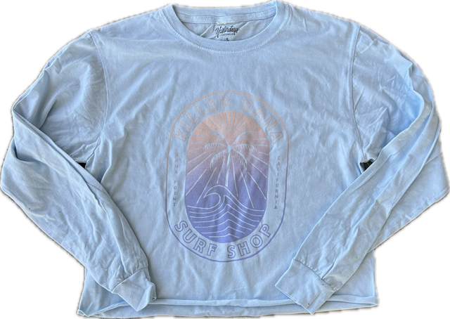 OP Sun/Wave Crop L/S Tee - Blue
