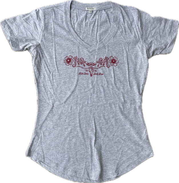 Yoked Medallion V-Neck S/S Tee - Grey