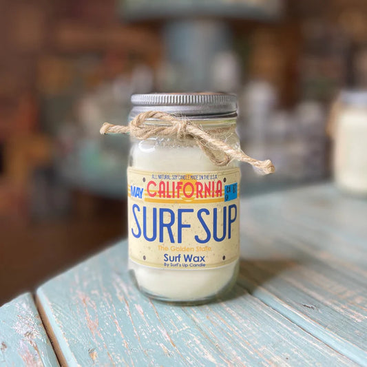 Surf's Up Cali License Plate Surf Wax 16oz. Candle