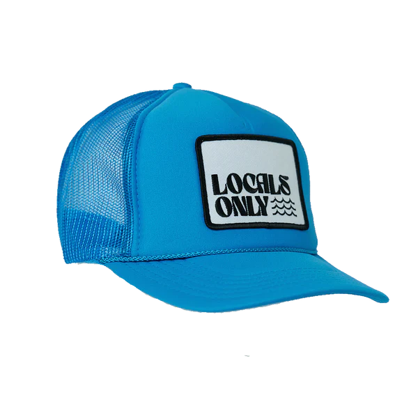 Local Beach Locals Only Trucker Hat Neon Blue