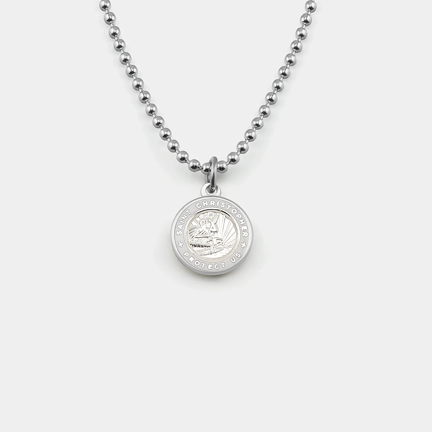 St. Christopher Necklace - Silver/White
