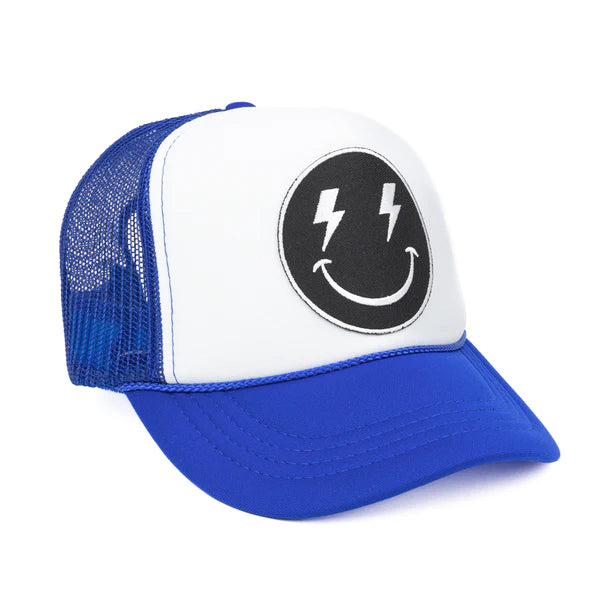 Local Beach Kids Bolt Smiley Face Trucker Hat Royal Blue