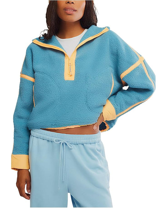 Free People Movement Mountain Fleece 1/2 Zip - Blue