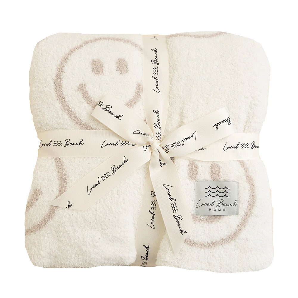 Local Beach Luxe Smiley Blanket Small - Sand/Cream