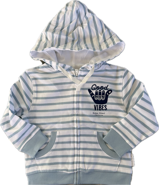 Good Vibes Hoody White/Ocean Stripe