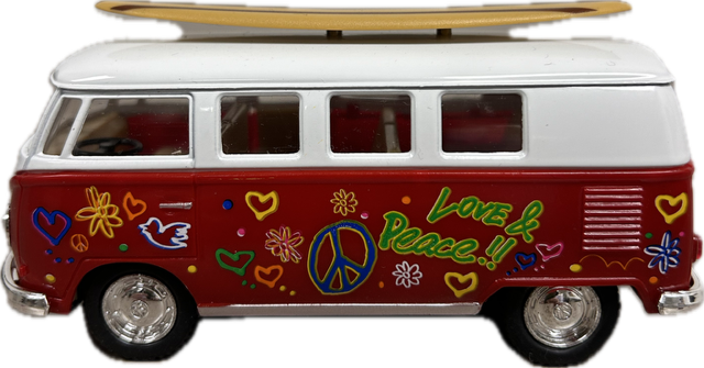 Pull Back '62 VW Peace & Love Surf Van - Assorted