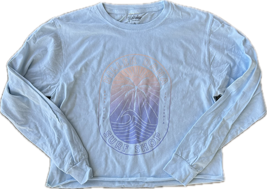 OP Sun/Wave Crop L/S Tee - Blue