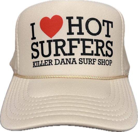 I LOVE HOT SURFERS TRUCKER - BEIGE