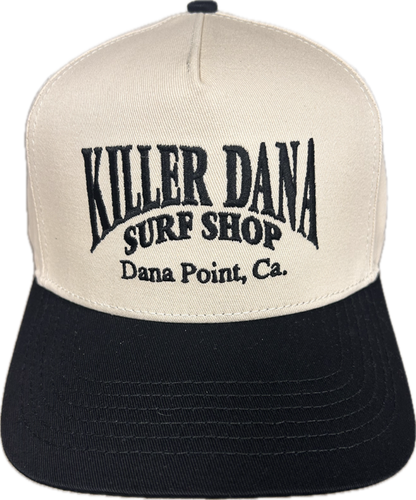 Embroidered 5 Panel Hat - Natural/Black