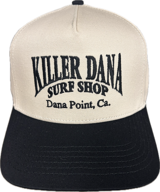 Embroidered 5 Panel Hat - Natural/Black