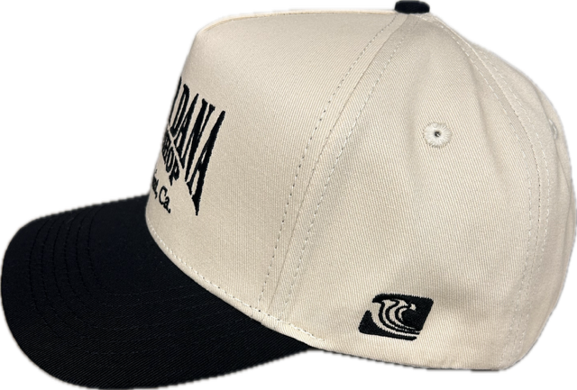 Embroidered 5 Panel Hat - Natural/Black
