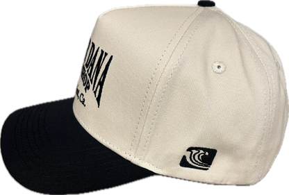 Embroidered 5 Panel Hat - Natural/Black