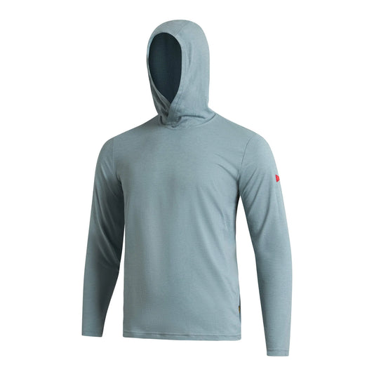 Florence Marine Airtex Long Sleeve Hooded Shirt - Heathered Blue