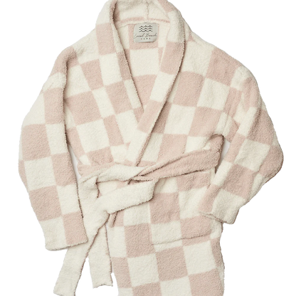 Local Beach Luxe Checker Robe - Sand/Cream