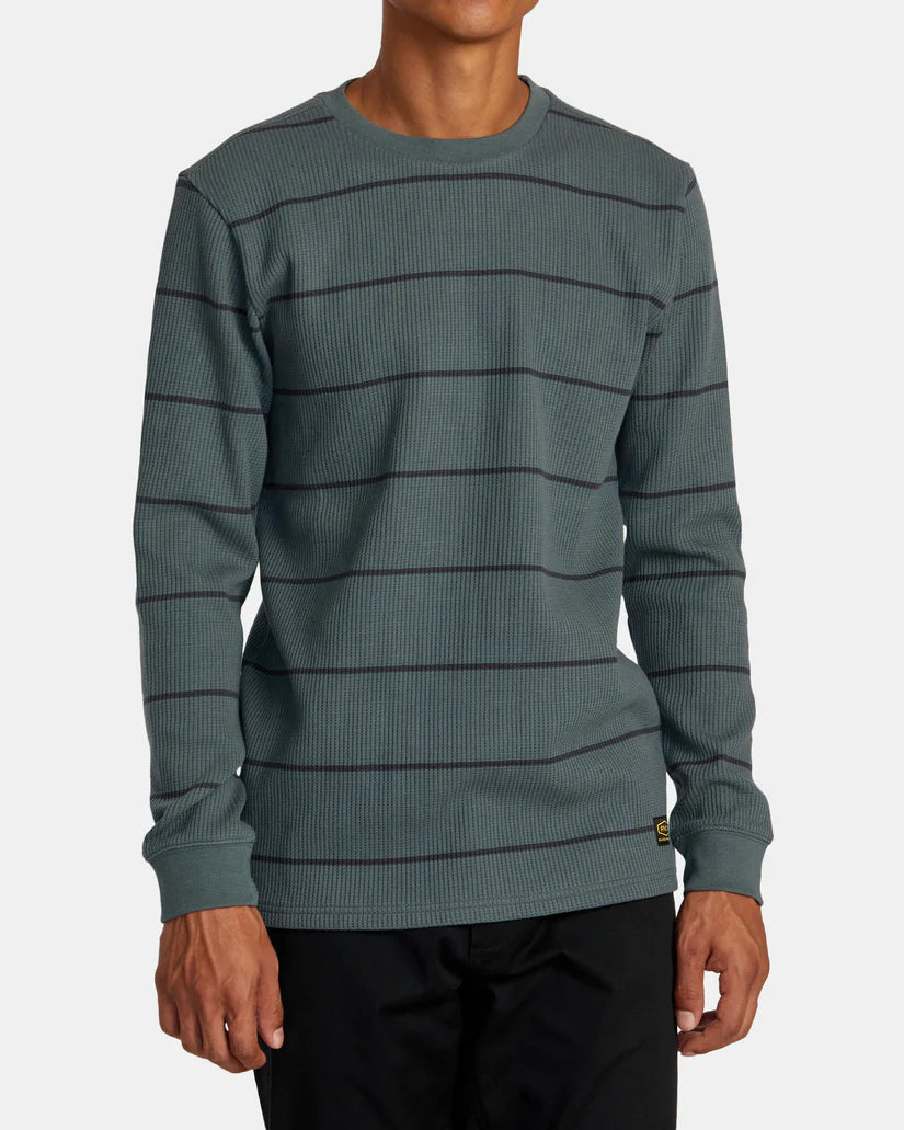 RVCA Day Shift Thermal Stripe L/S -Green