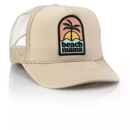 Local Beach Beach Mama Patch Trucker Hat Khaki